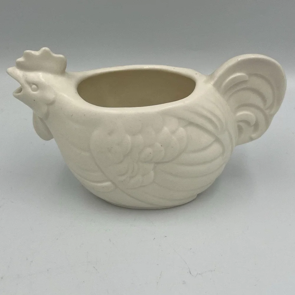Vintage Czechoslovakia Ceramic Rooster Creamer Sugar Set Cottage Country Core